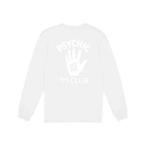 HTRK x PAGEANT Psychic 9-5 Club long sleeve tee - White on White