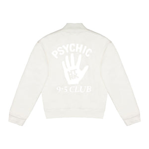 Psychic 9-5 Club Bomber Jacket – White with White Print