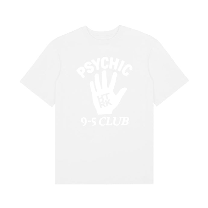 Psychic 9-5 Club T-shirt - Glitter white on white